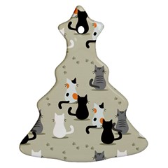 Cute Cat Seamless Pattern Christmas Tree Ornament (two Sides)