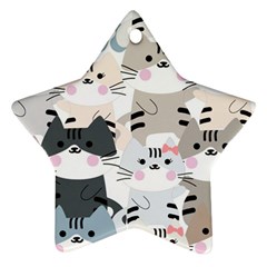 Cute Cat Couple Seamless Pattern Cartoon Ornament (star)