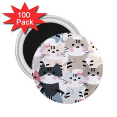 Cute Cat Couple Seamless Pattern Cartoon 2 25  Magnets (100 Pack) 