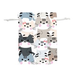 Cute Cat Couple Seamless Pattern Cartoon Lightweight Drawstring Pouch (l) by Vaneshart