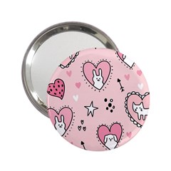 Cartoon Cute Valentines Day Doodle Heart Love Flower Seamless Pattern Vector 2 25  Handbag Mirrors
