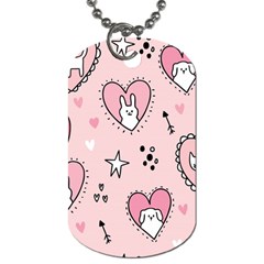 Cartoon Cute Valentines Day Doodle Heart Love Flower Seamless Pattern Vector Dog Tag (one Side) by Vaneshart