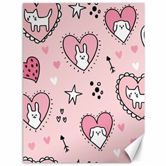 Cartoon Cute Valentines Day Doodle Heart Love Flower Seamless Pattern Vector Canvas 36  X 48 