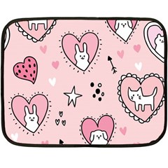 Cartoon Cute Valentines Day Doodle Heart Love Flower Seamless Pattern Vector Fleece Blanket (mini) by Vaneshart