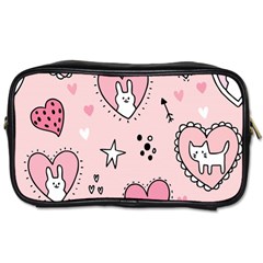Cartoon Cute Valentines Day Doodle Heart Love Flower Seamless Pattern Vector Toiletries Bag (two Sides) by Vaneshart