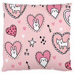 Cartoon Cute Valentines Day Doodle Heart Love Flower Seamless Pattern Vector Large Cushion Case (one Side)