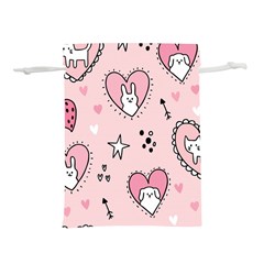 Cartoon Cute Valentines Day Doodle Heart Love Flower Seamless Pattern Vector Lightweight Drawstring Pouch (L)