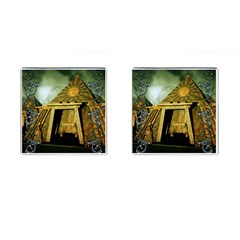 Awesome Steampunk Pyramid In The Night Cufflinks (square) by FantasyWorld7