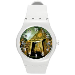 Awesome Steampunk Pyramid In The Night Round Plastic Sport Watch (m) by FantasyWorld7