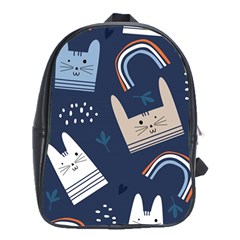 Colorful Cute Cats Seamless Pattern School Bag (xl) by Vaneshart