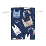 Colorful Cute Cats Seamless Pattern Lightweight Drawstring Pouch (L) Front