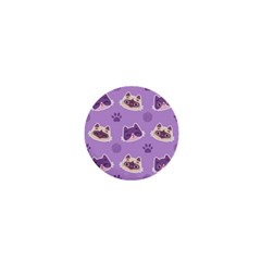 Cute Colorful Cat Kitten With Paw Yarn Ball Seamless Pattern 1  Mini Buttons