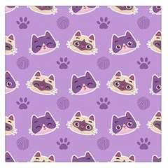 Cute Colorful Cat Kitten With Paw Yarn Ball Seamless Pattern Large Satin Scarf (square)