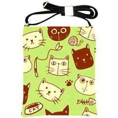 Cute Hand Drawn Cat Seamless Pattern Shoulder Sling Bag