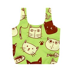 Cute Hand Drawn Cat Seamless Pattern Full Print Recycle Bag (m)