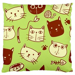 Cute Hand Drawn Cat Seamless Pattern Large Flano Cushion Case (two Sides)