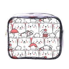 Cute Cat Chef Cooking Seamless Pattern Cartoon Mini Toiletries Bag (one Side)