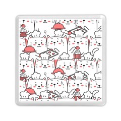 Cute Cat Chef Cooking Seamless Pattern Cartoon Memory Card Reader (square) by Vaneshart