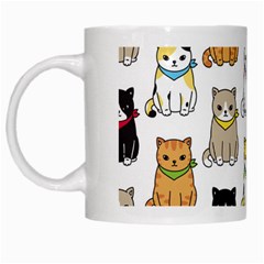 Cat Kitten Seamless Pattern White Mugs