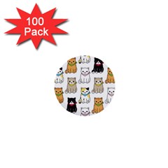 Cat Kitten Seamless Pattern 1  Mini Buttons (100 pack) 