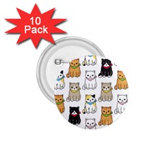 Cat Kitten Seamless Pattern 1.75  Buttons (10 pack)