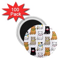 Cat Kitten Seamless Pattern 1.75  Magnets (100 pack) 