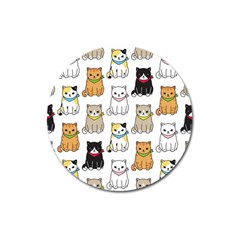 Cat Kitten Seamless Pattern Magnet 3  (Round)