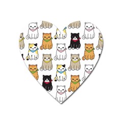 Cat Kitten Seamless Pattern Heart Magnet