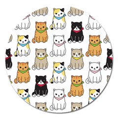 Cat Kitten Seamless Pattern Magnet 5  (Round)