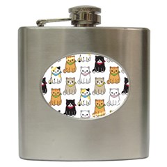 Cat Kitten Seamless Pattern Hip Flask (6 oz)