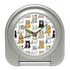 Cat Kitten Seamless Pattern Travel Alarm Clock