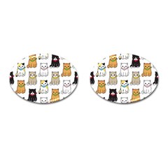 Cat Kitten Seamless Pattern Cufflinks (Oval)