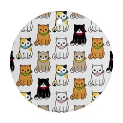 Cat Kitten Seamless Pattern Round Ornament (Two Sides)