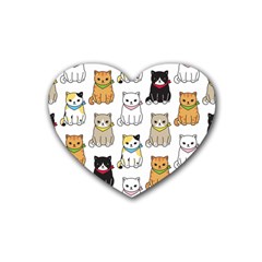 Cat Kitten Seamless Pattern Heart Coaster (4 pack) 