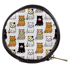 Cat Kitten Seamless Pattern Mini Makeup Bag