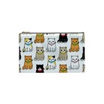 Cat Kitten Seamless Pattern Cosmetic Bag (Small) Front