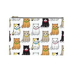 Cat Kitten Seamless Pattern Cosmetic Bag (Large)