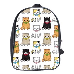 Cat Kitten Seamless Pattern School Bag (Large)