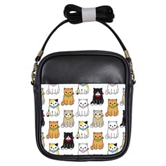 Cat Kitten Seamless Pattern Girls Sling Bag