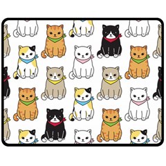Cat Kitten Seamless Pattern Fleece Blanket (Medium) 