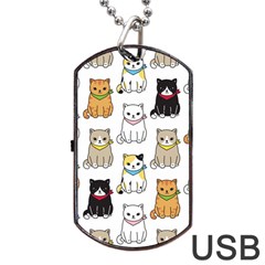 Cat Kitten Seamless Pattern Dog Tag USB Flash (Two Sides)