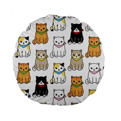 Cat Kitten Seamless Pattern Standard 15  Premium Round Cushions
