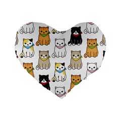 Cat Kitten Seamless Pattern Standard 16  Premium Heart Shape Cushions
