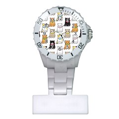 Cat Kitten Seamless Pattern Plastic Nurses Watch