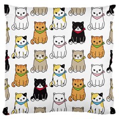 Cat Kitten Seamless Pattern Large Flano Cushion Case (One Side)