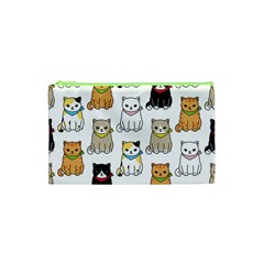 Cat Kitten Seamless Pattern Cosmetic Bag (XS)