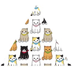 Cat Kitten Seamless Pattern Wooden Puzzle Triangle