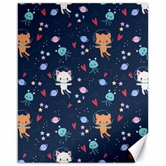 Cute Astronaut Cat With Star Galaxy Elements Seamless Pattern Canvas 16  X 20  by Vaneshart