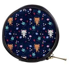 Cute Astronaut Cat With Star Galaxy Elements Seamless Pattern Mini Makeup Bag