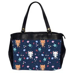 Cute Astronaut Cat With Star Galaxy Elements Seamless Pattern Oversize Office Handbag (2 Sides)